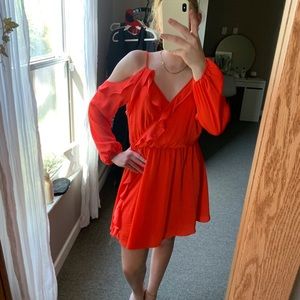 Gianni Bini, Love Red, Bishop Sleeve, Surplice Neck, Mini Dress, Size Medium